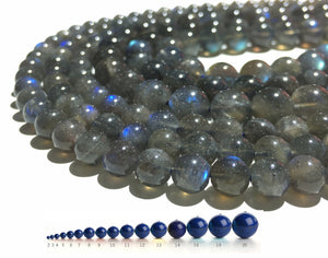 Natural Gray Labradorite Round Beads Healing Gemstone Loose Bead for DIY Jewelry Making Design  AAA Quality 6mm 8mm 10mm