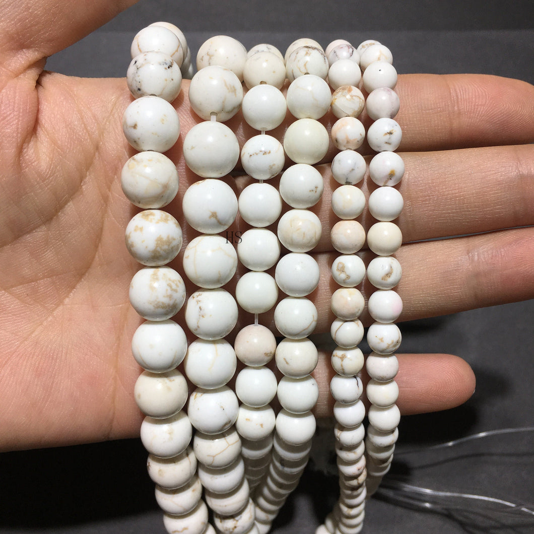 Natural White Turquoise Stone Round Beads Healing Gemstone Loose Beads  for DIY Jewelry Making AAA Quality 4mm 6mm 8mm 10mm
