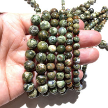 Load image into Gallery viewer, Natural Green Jasper Rhyolite Round Beads Healing Gemstone Loose Beads for DIY Jewelry Making Design  AAA Quality  4mm 6mm 8mm 10mm 12mm
