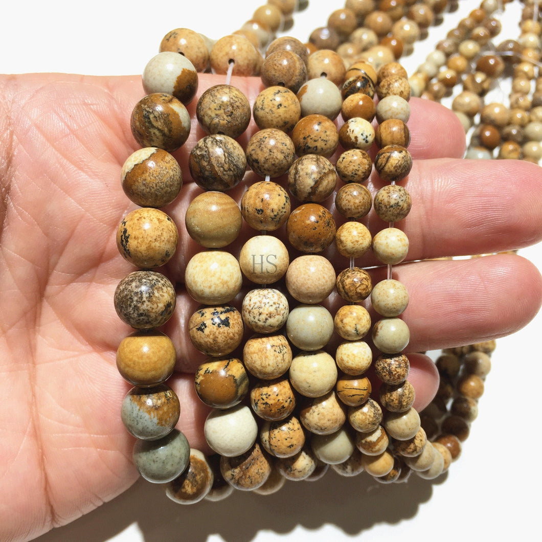 Natural Picture Jasper Beads Healing Energy Gemstone Loose Beads for DIY Jewelry Making Design  AAA Quality 4mm 6mm 8mm 10mm 12mm