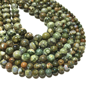 Natural Green Jasper Rhyolite Round Beads Healing Gemstone Loose Beads for DIY Jewelry Making Design  AAA Quality  4mm 6mm 8mm 10mm 12mm