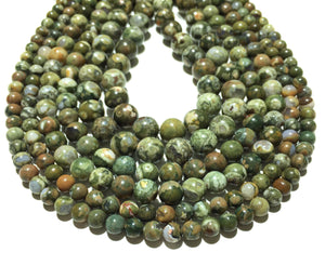 Natural Green Jasper Rhyolite Round Beads Healing Gemstone Loose Beads for DIY Jewelry Making Design  AAA Quality  4mm 6mm 8mm 10mm 12mm