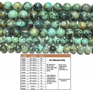 Natural Green African Turquoise Beads Healing Gemstone Loose Bead for DIY Jewelry Making Design  AAA Quality 4mm 6mm 8mm 10mm 12mm