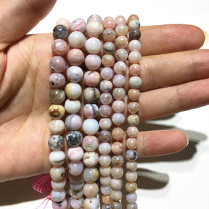 Natural Peruvian Pink AB Opal Round Bead Healing Energy Gemstone Loose Beads Loose Beads 之后  for DIY Jewelry MakingAAA Quality 6mm