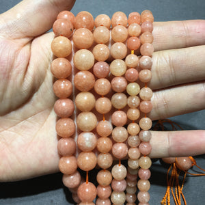 Natural Peach Calcite Round Beads Healing Gemstone Loose Beads  for DIY Jewelry MakingAAA Quality  6mm 10mm