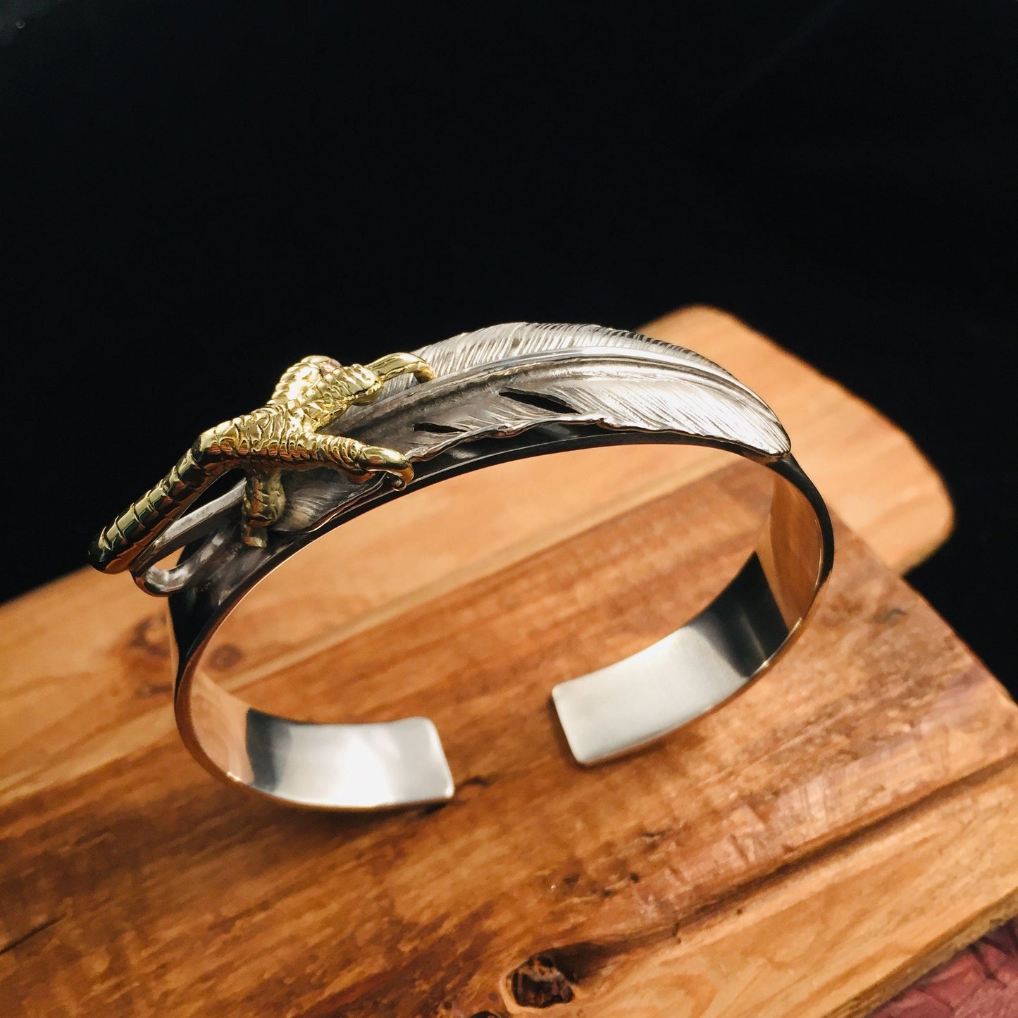 Japan Takahashi Goro Feather Claw Silver Bangle Bracelet Diameter 48x65mm Width 12mm Hip Hop Style Sterling 925 Silver Fashion Bangle