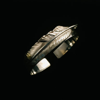 Japan Takahashi Goro Feather Silver Bangle Bracelet Diameter 48x65mm Width 12mm Hip Hop Style Sterling 925 Silver Feather Fashion Bracelet