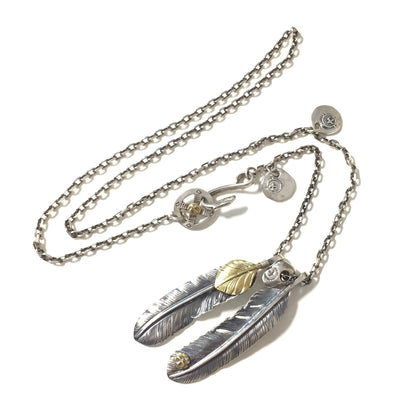 Japan Takahashi Goro Feather Bird Necklace Set Two Feathers 66x14mm Necklace 65cm Retro Sterling 925 Silver Hip Hop style Fashion Necklace