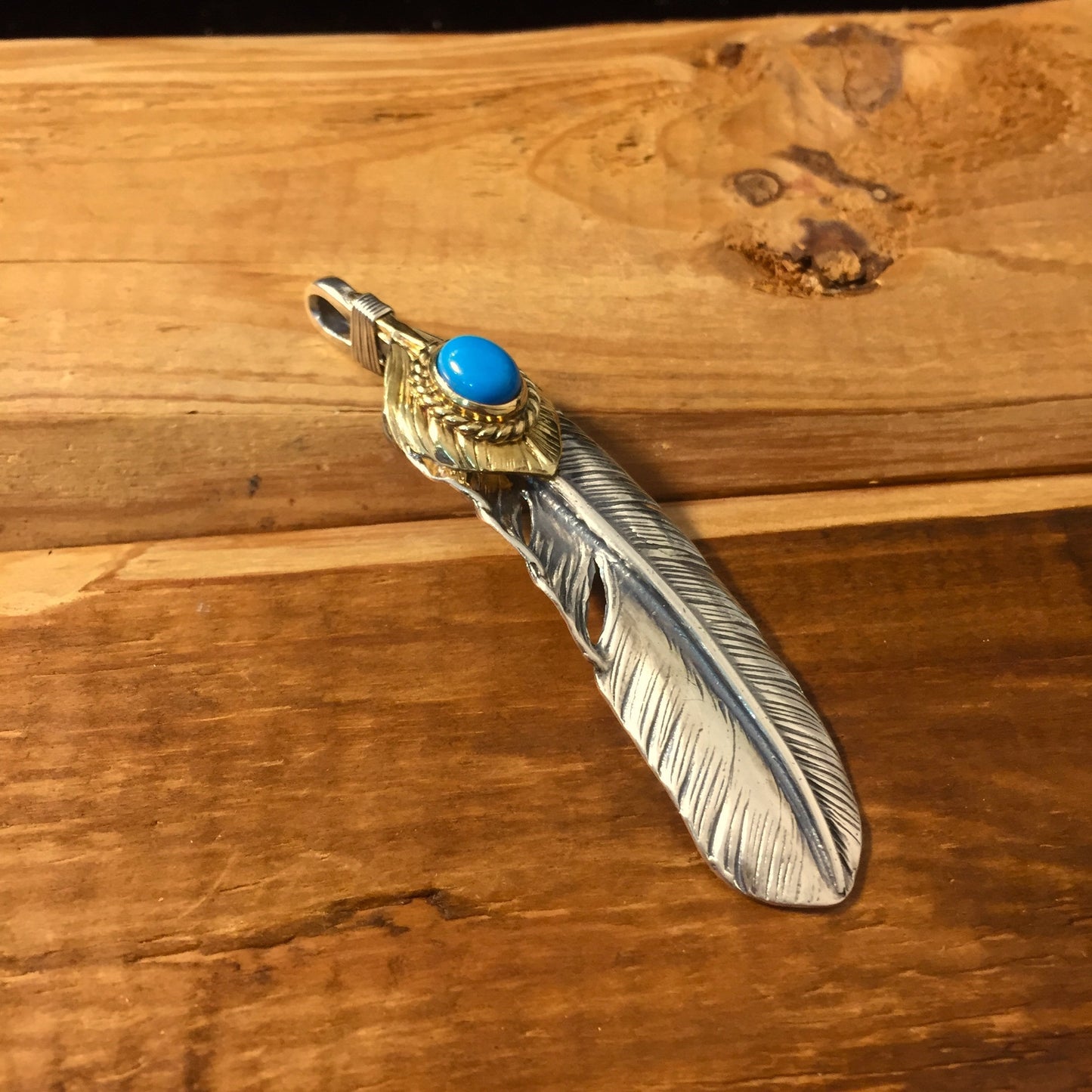 Japan Takahashi Goro 1 Right Feathers  66x14mm Turquoise Retro Silver 925 Sterling Feather DIY Jewelry Marking Design for Necklace Earrings