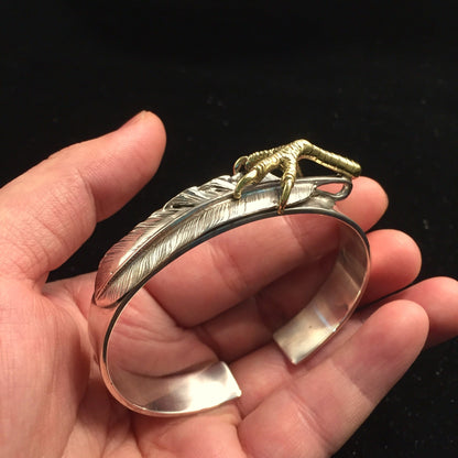 Japan Takahashi Goro Feather Claw Silver Bangle Bracelet Diameter 48x65mm Width 12mm Hip Hop Style Sterling 925 Silver Fashion Bangle