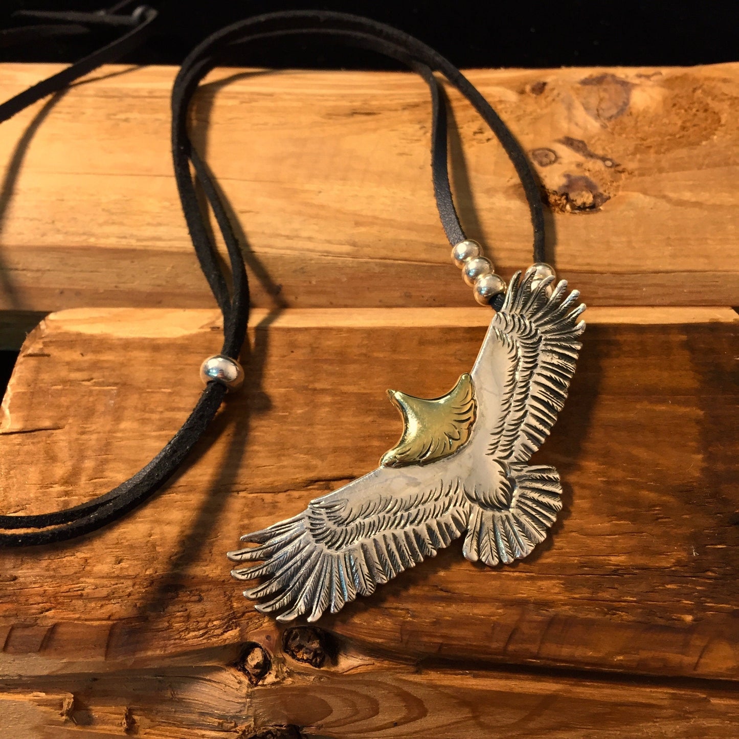 Japan Takahashi Goro Silver Eagle Necklace Eagle 30x70mm Leather Necklace 44cm Retro Sterling 925 Silver Hip Hop style Fashion Necklace