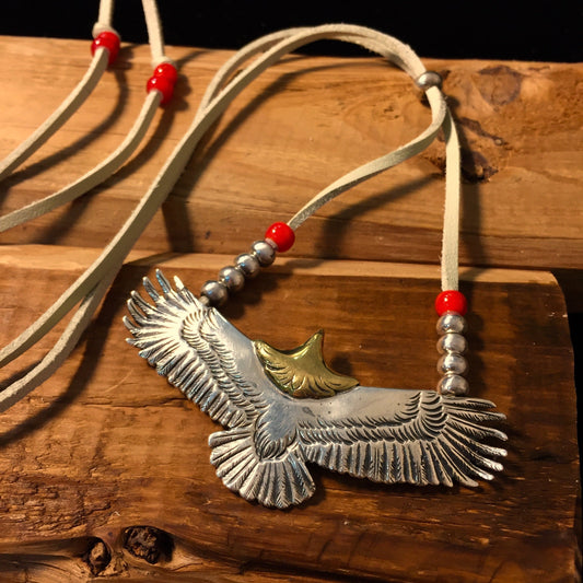 Japan Takahashi Goro Silver Eagle Leather Necklace Eagle 30x70mm Retro Sterling 925 Silver Hip Hop style Necklace Fashion Pendent 44mm