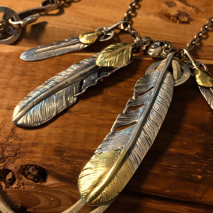 Japan Takahashi Goro Silver Feather Leather Necklace Feathers 66x14mm Red Corundum 5x7mm Retro Sterling 925 Silver Hip Hop style Necklace