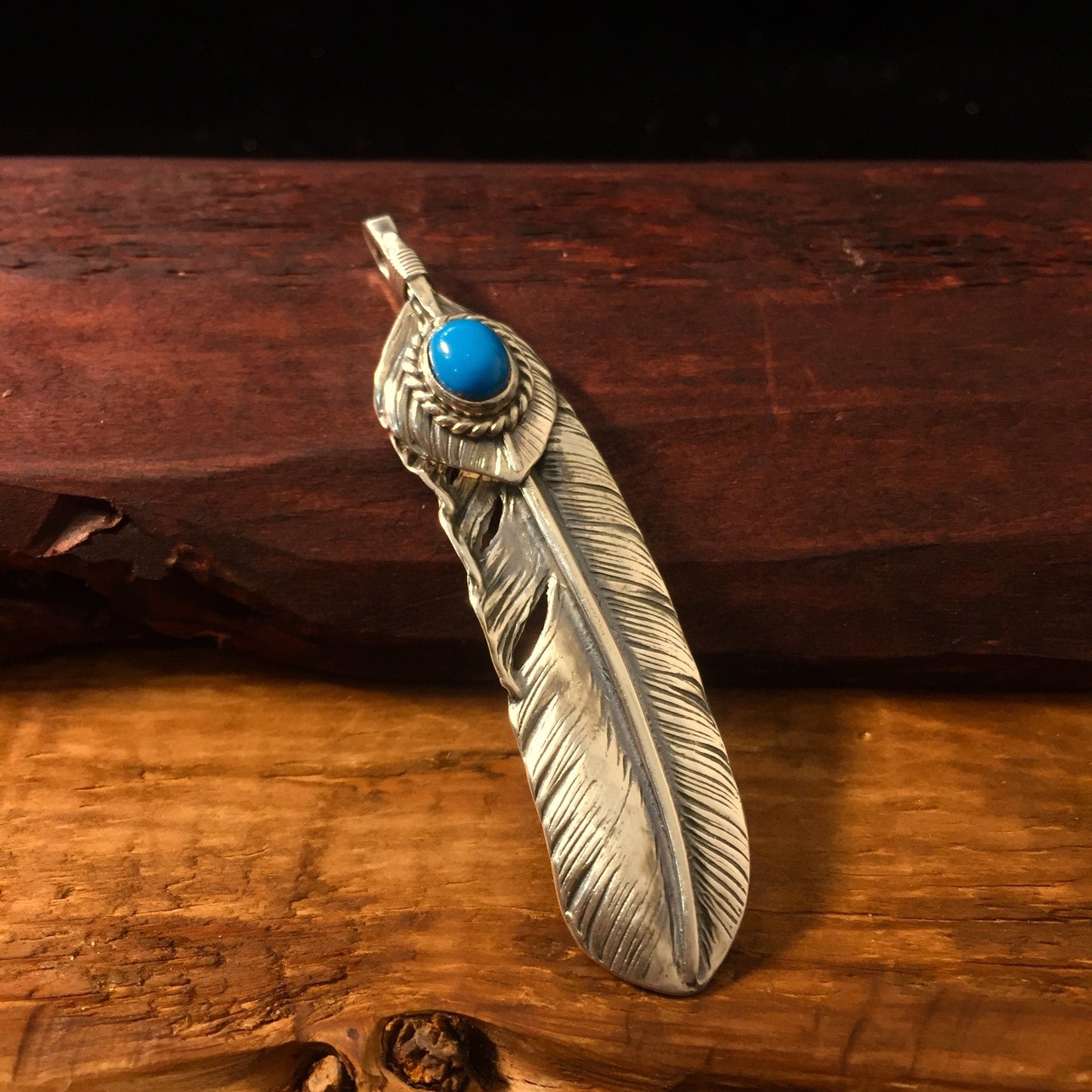 Japan Takahashi Goro 1 Right Feathers  66x14mm Turquoise 5x7mm Retro Silver 925 Sterling Feather DIY Jewelry Marking Design for Necklace