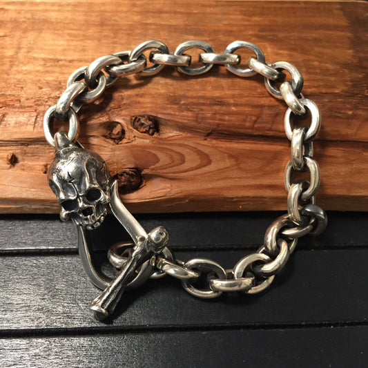 Retro Silver Skull Bracelet Wedding Engagement Bracelet Man Women Boy Girl Bracelet 925 Sterling Silver Fashion Bracelet Jewelry Gift