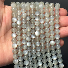 Load image into Gallery viewer, Natural Grey Milky Moonstone Highly Polished Round Beads Healing Energy Gemstone for DIY Jewelry Making Design  AAA Quality

