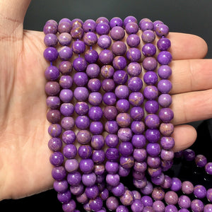 Natural Purple Phosphosiderite Round Smooth beads Energy Healing Gemstone Loose Beads for DIY Jewelry Making AAA Quality 6mm 8mm