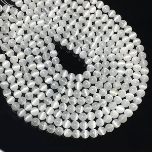 Natural Selenite Round Smooth Beads Energy Gemstone Loose Beads for DIY Jewelry MakingAAA Quality 6mm 8mm 10mm