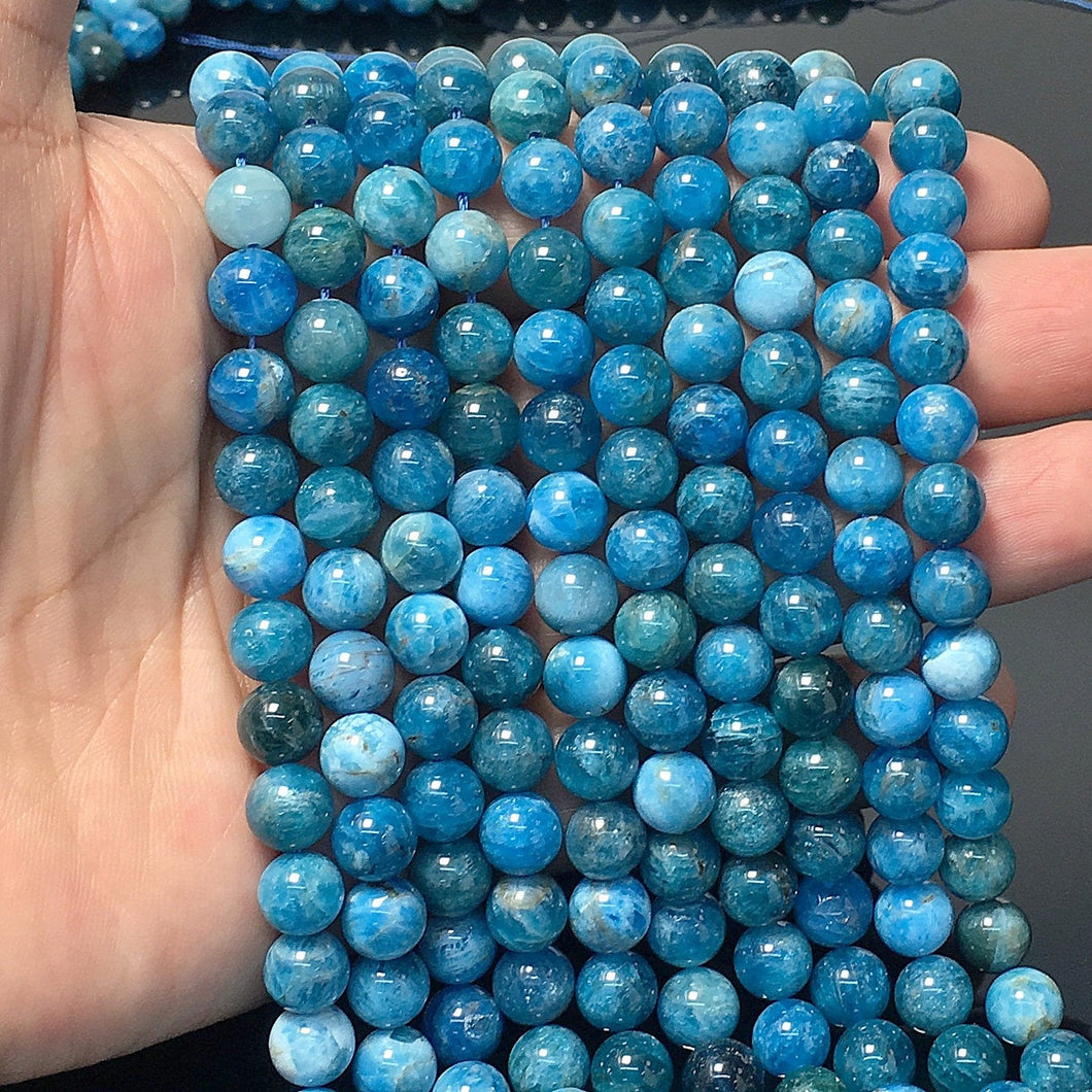 Natural Blue Apatite Round Beads Healing Energy Gemstone Loose Beads  for DIY Jewelry MakingAAAA Quality 6mm 8mm 10mm