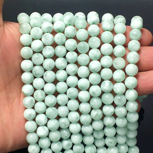 Natural Green Angelite Round Healing & Energy Gemstone Loose Beads for DIY Jewelry MakingAAA Quality 6mm 8mm 10mm 12mm