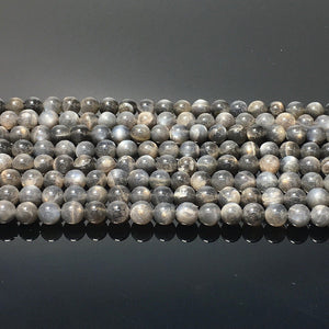 Natural Gray Sunstone or Moonstone Round Beads Energy Gemstone Loose Beads for DIY Jewelry Making Design  AAAAA Quality 6mm 8mm 10mm