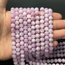 Load image into Gallery viewer, Natural Purple Kunzite Round Smooth beads Energy Healing Gemstone Loose Beads  for DIY Jewelry Making AAA Quality 6mm 8mm
