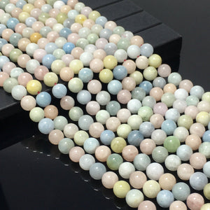 Natural Mix Color Morganite Highly Polished Round Bead Energy Gemstone Loose Beads for DIY Jewelry Making Design  AAAAA Best Quality