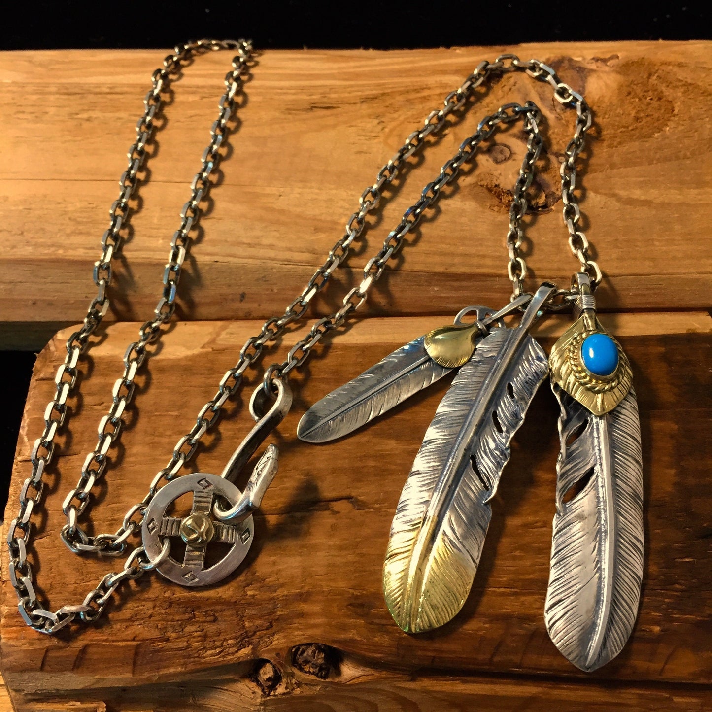 Japan Takahashi Goro Retro John Mayer Necklace Feather Necklace Set 925 Silver