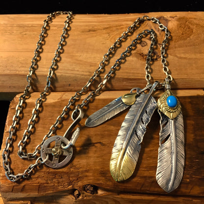 Japan Takahashi Goro Retro John Mayer Necklace Feather Necklace Set 925 Silver