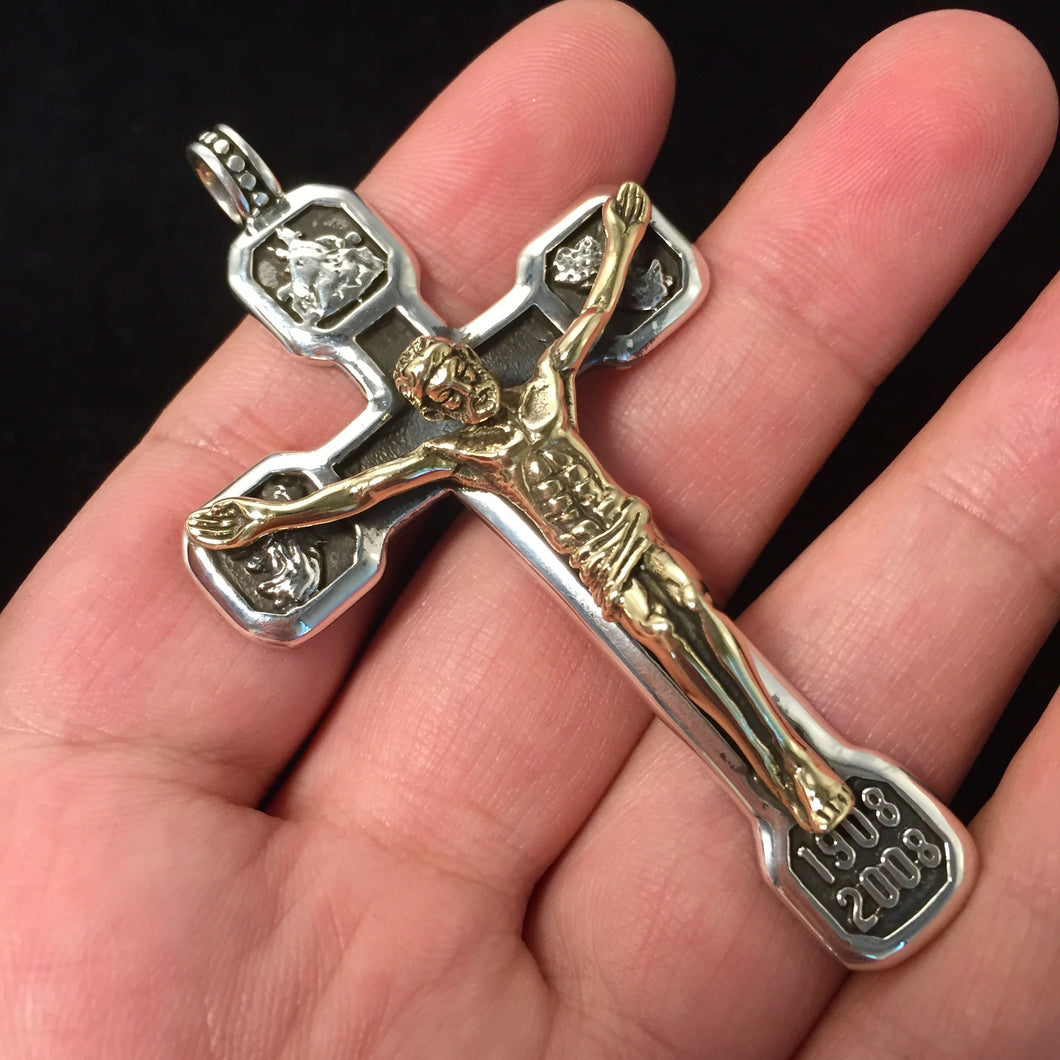 Jesus Cross Brass 925 Silver Pendant