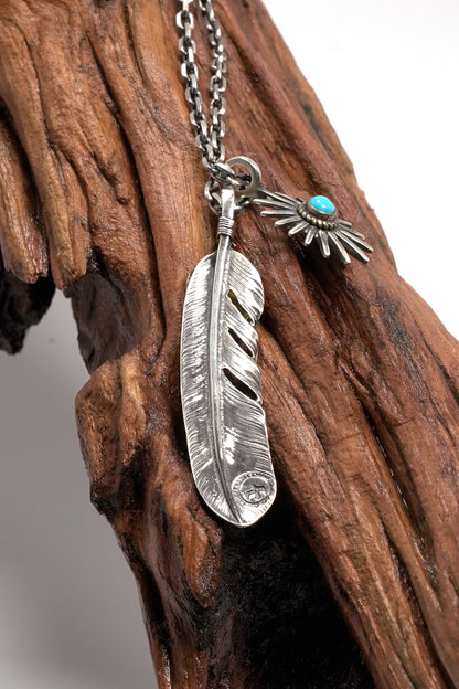 Retro Silver Takahashi Goro Feather Necklace Set