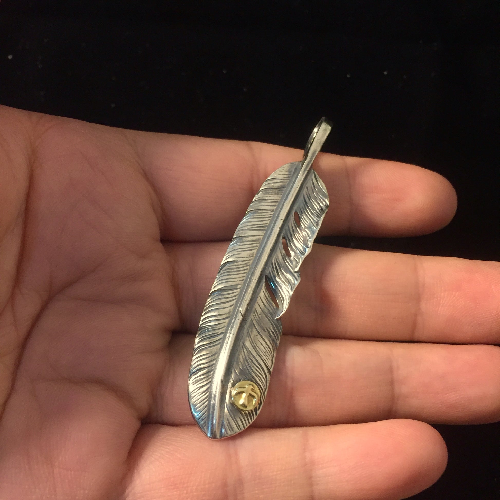 Left Feather Simple Leaf Retro 925 Silver Goro Takahashi Pendant
