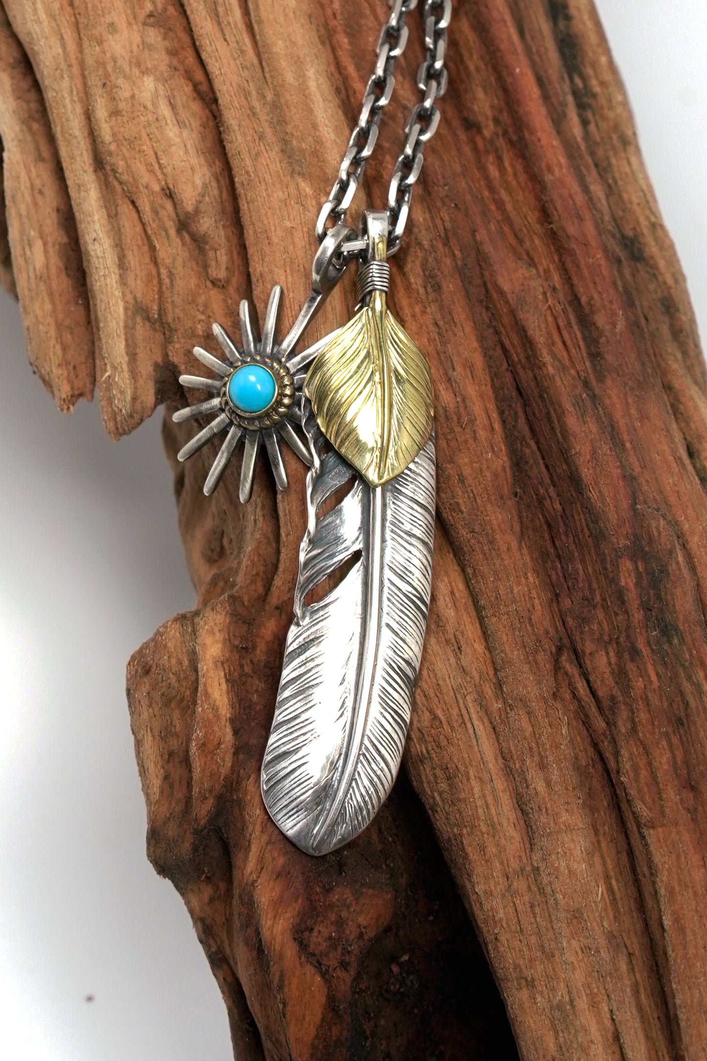 Retro Silver Takahashi Goro Feather Necklace Set