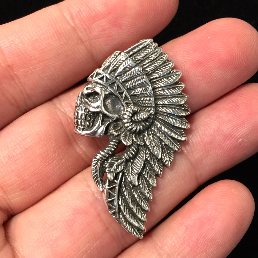 Retro Indian Chief 925 Sterling Silver Pendant