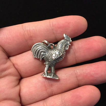 Retro Rooster 925 Sterling Silver Pendant