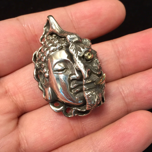 Retro 925 Sterling Silver Buddhism Buddha Pendant