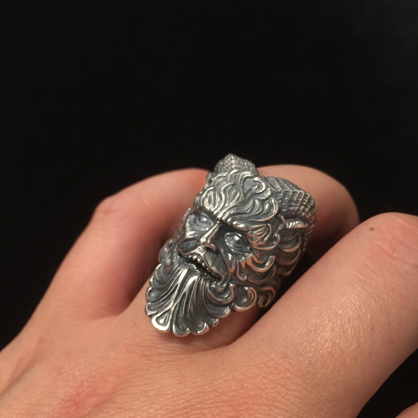 Vintage Ram Horn 925 Sterling Silver Ring