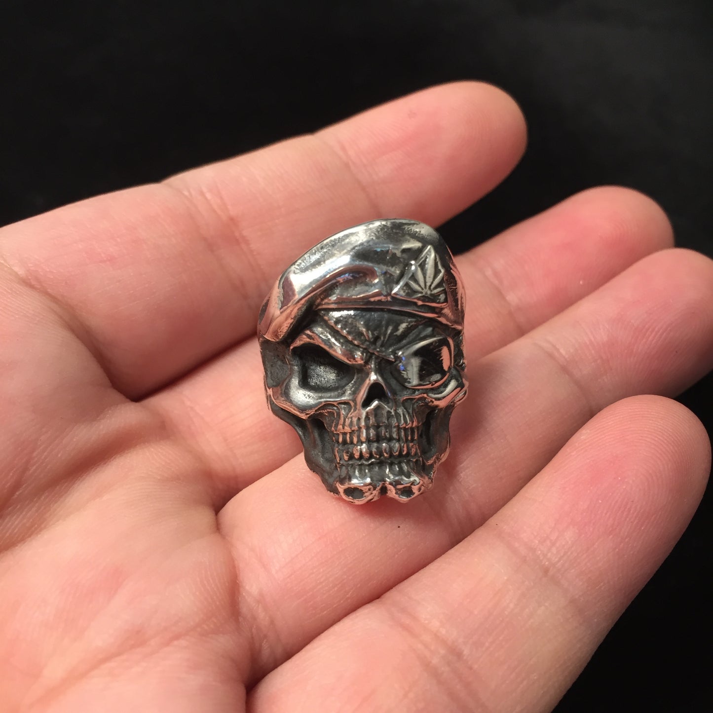 Navy Pirate Captain Retro Sterling Silver Skull Ring