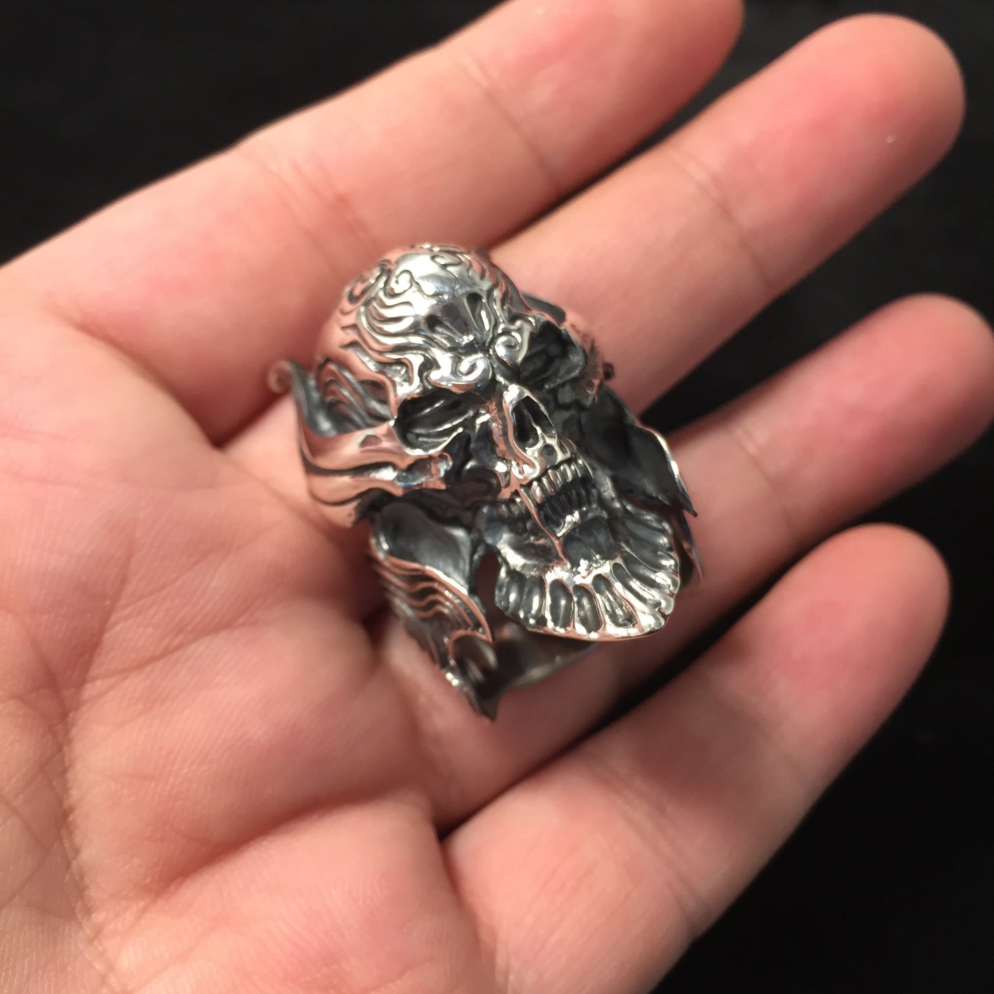 Retro 925 Sterling Silver Skull Skeleton Ring