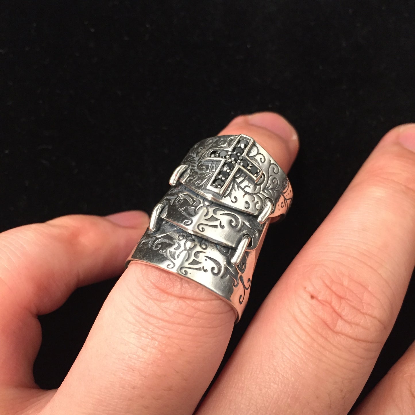 Sterling Silver Retro Spartan Hero Helmet Mask Ring