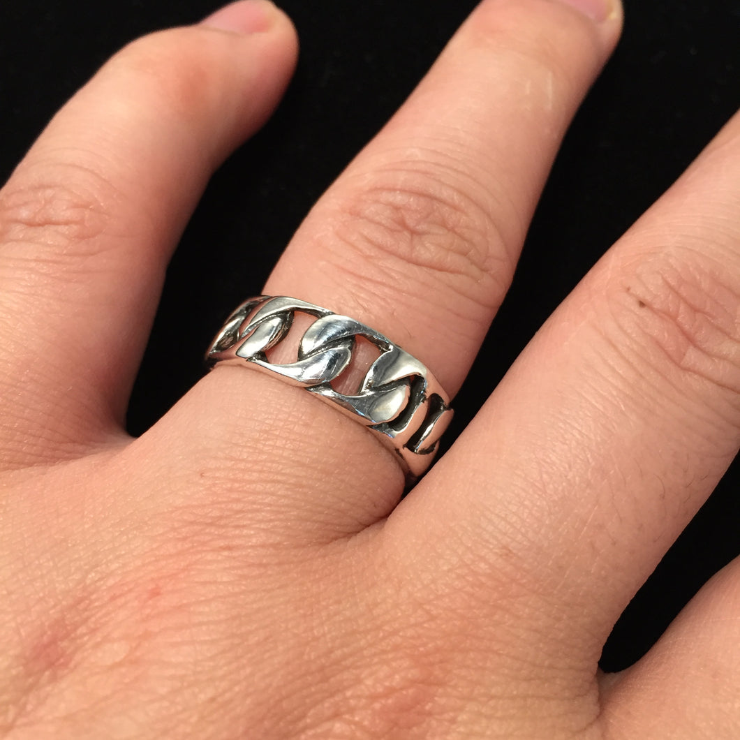 Retro 925 Sterling Silver Chain Ring