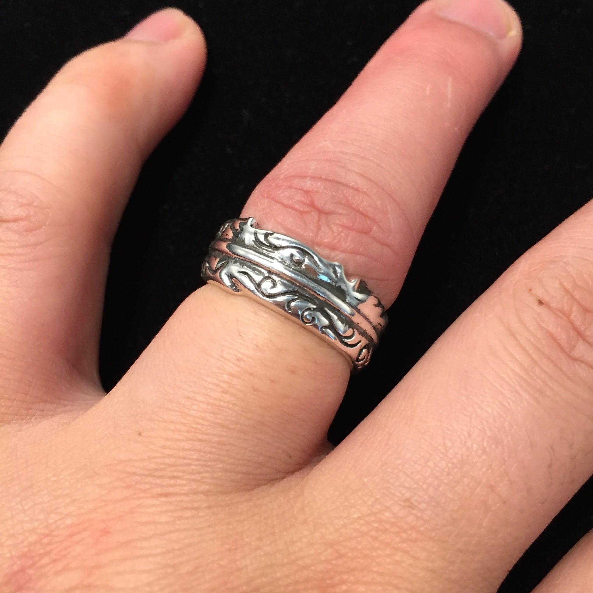 Retro 925 Sterling Silver Open Feather Ring