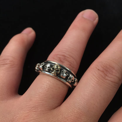 Retro Silver Skeleton Skull Ring