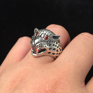 Leopard Head 925 Sterling Silver Retro Ring