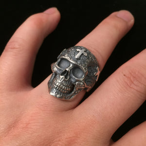 Cross Skull 925 Sterling Silver Retro Ring