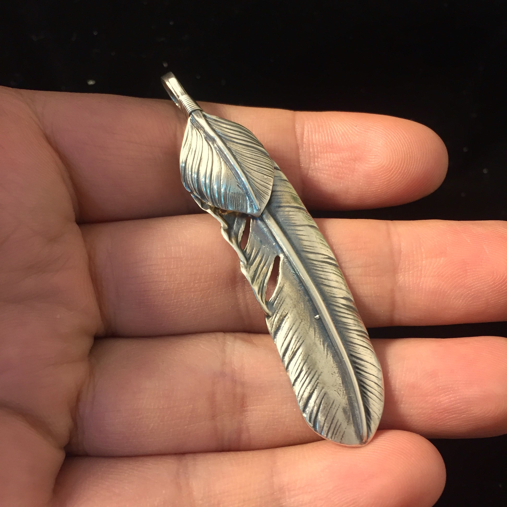 Right Feather Retro 925 Silver Leaf Goro Takahashi Pendant