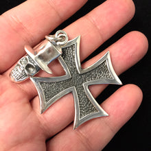 Load image into Gallery viewer, Vintage Cross Skull 925 Sterling Silver Pendant
