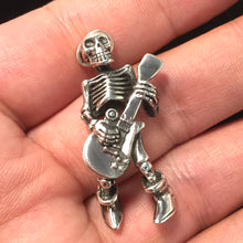 Load image into Gallery viewer, Rock Guitarist Skull Pendant Retro 925 Sterling Silver
